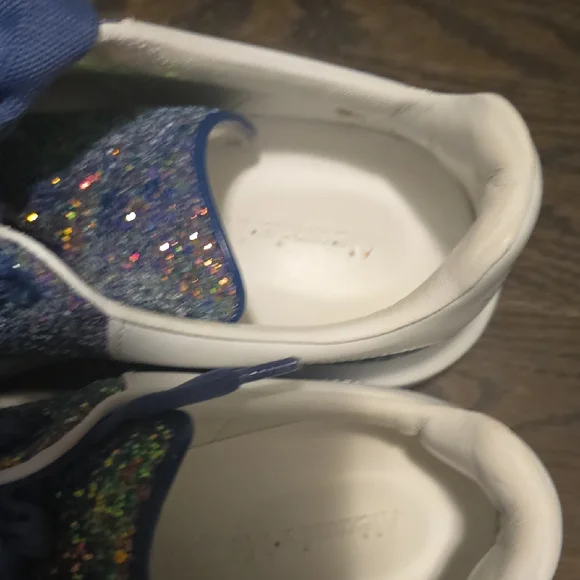 Alexander McQueen White Sneakers with Blue Glitter - Picture 8 of 10